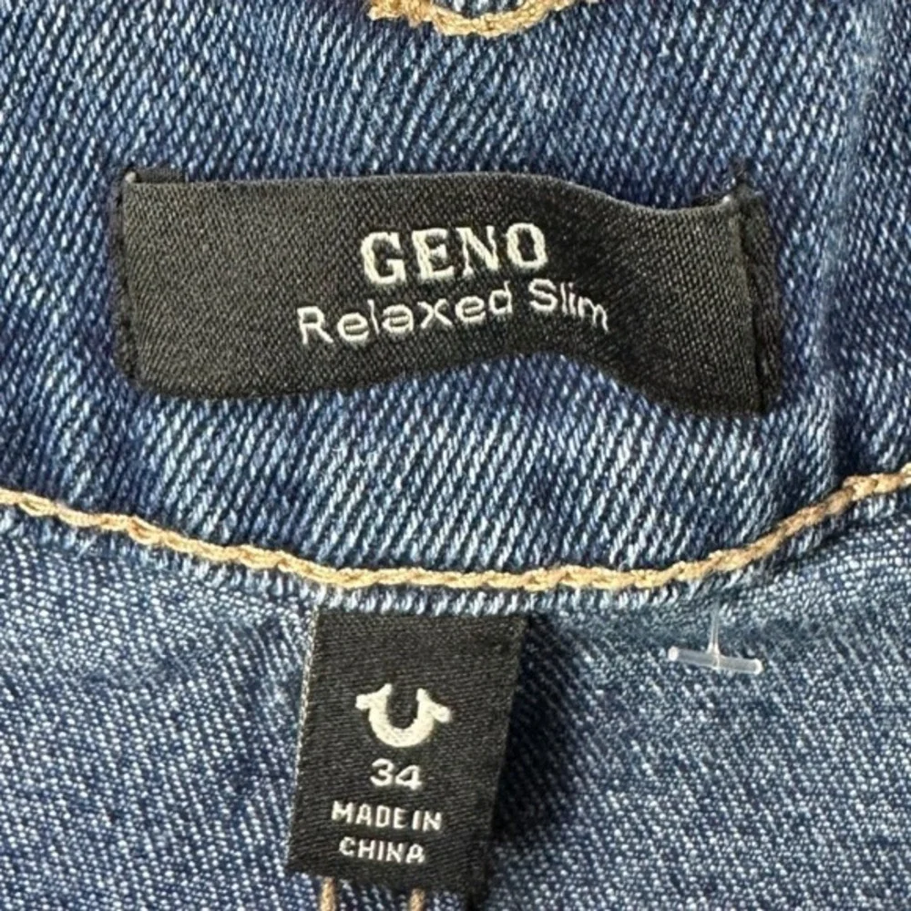 True Religion Mens Geno Relaxed Slim Jeans 34 Blue 5 Pockets Stretch Casual NEW